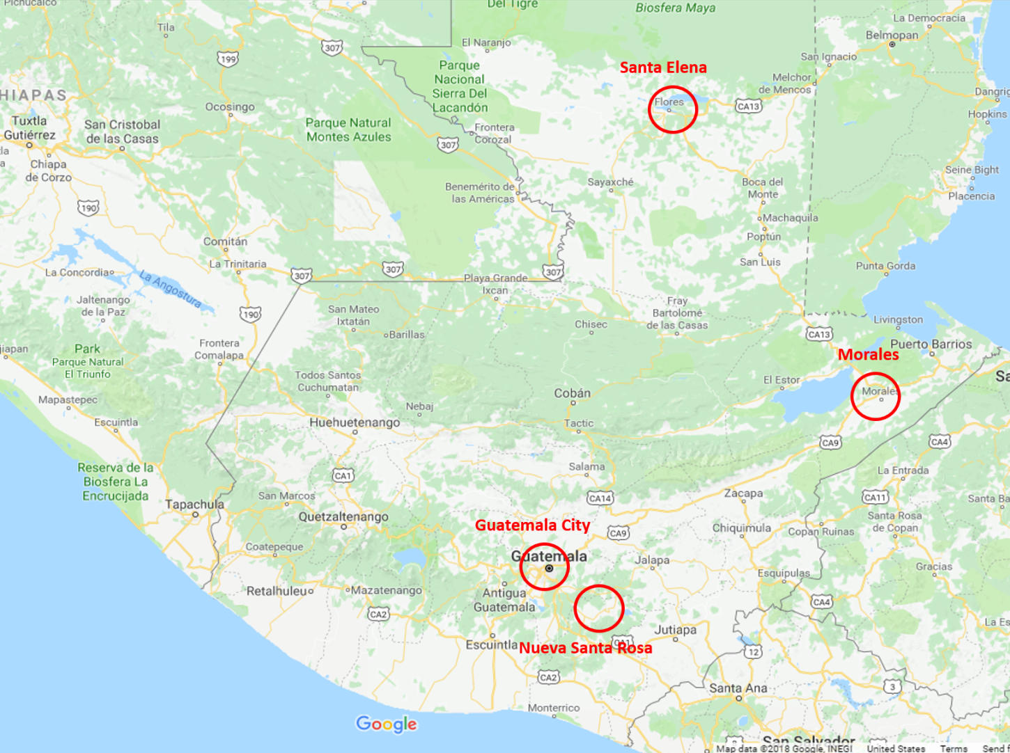 Map of OCIMA project locations